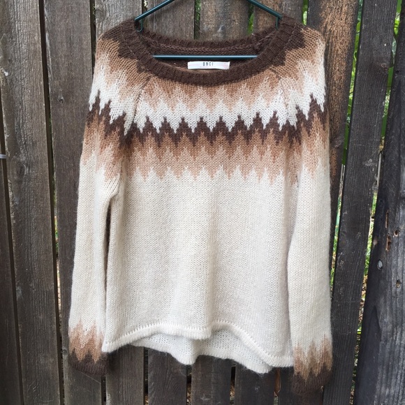 BNGI Brown Mohair Blend Fair Isle Sweater Sz M - Picture 2 of 12